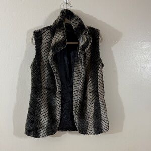 Via Spiga Black and Gray Faux Fur Vest